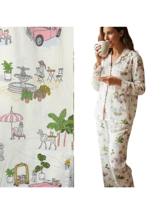 BedHead Other - NWOT BedHead Pajamas "Poolside Poodles" Cotton Long Sleeve Long Pants Set Sz XS